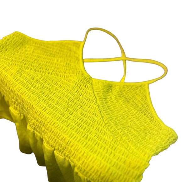 OAK & TRELLIS Smocked Peplum Slip Top Wild Lime XL Tank Top Cross Strap Back - Picture 6 of 7